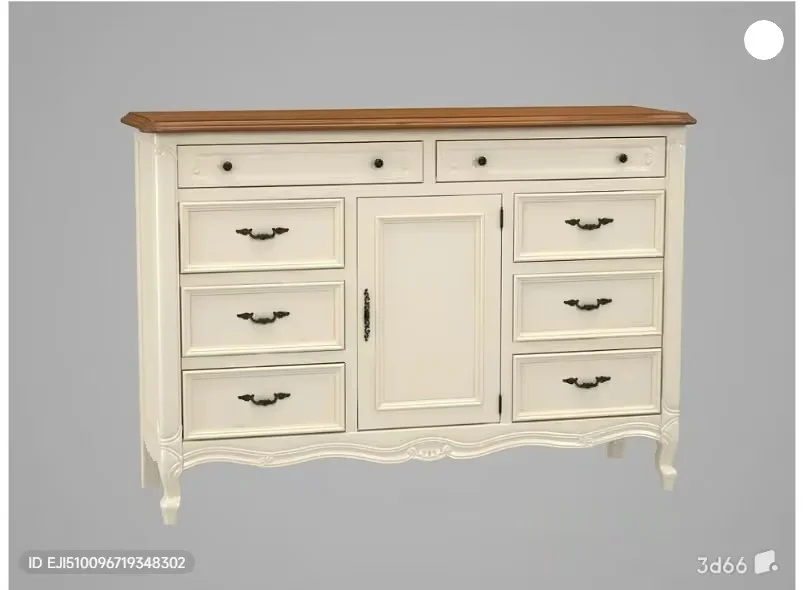 A White Dresser With A Brown Top 3D Model – 16171 – VRAY Render