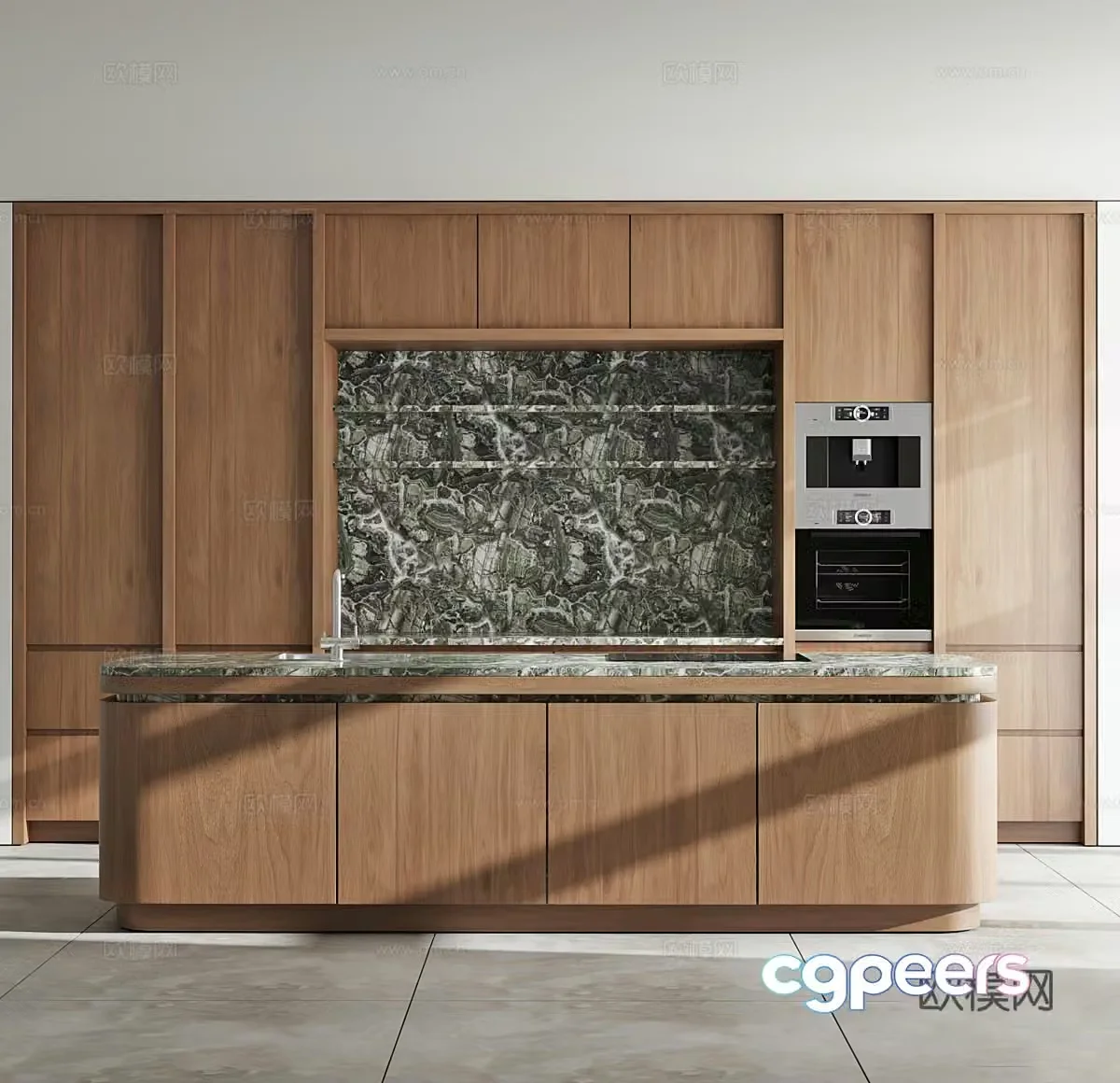Medium-old kitchen open kitchen kitchen island cabinet kitchen supplies kitchen appliances baking 3d model