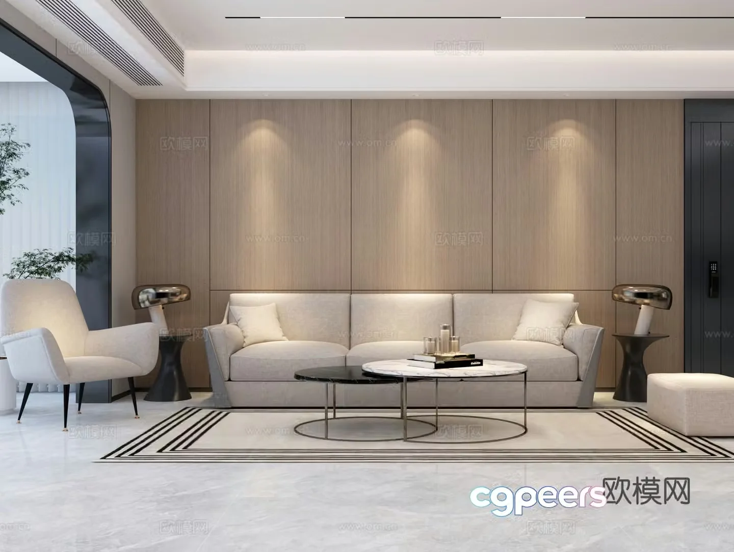 Modern sofa combination modern living room 3d model