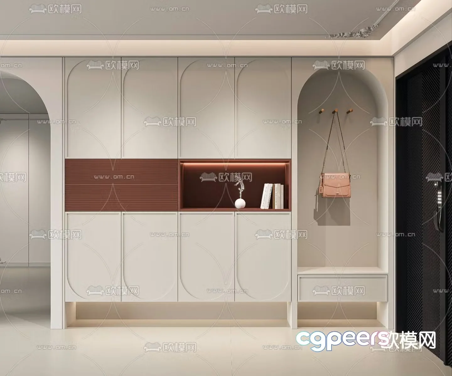 French entrance cabinet shoe cabinet 3d model