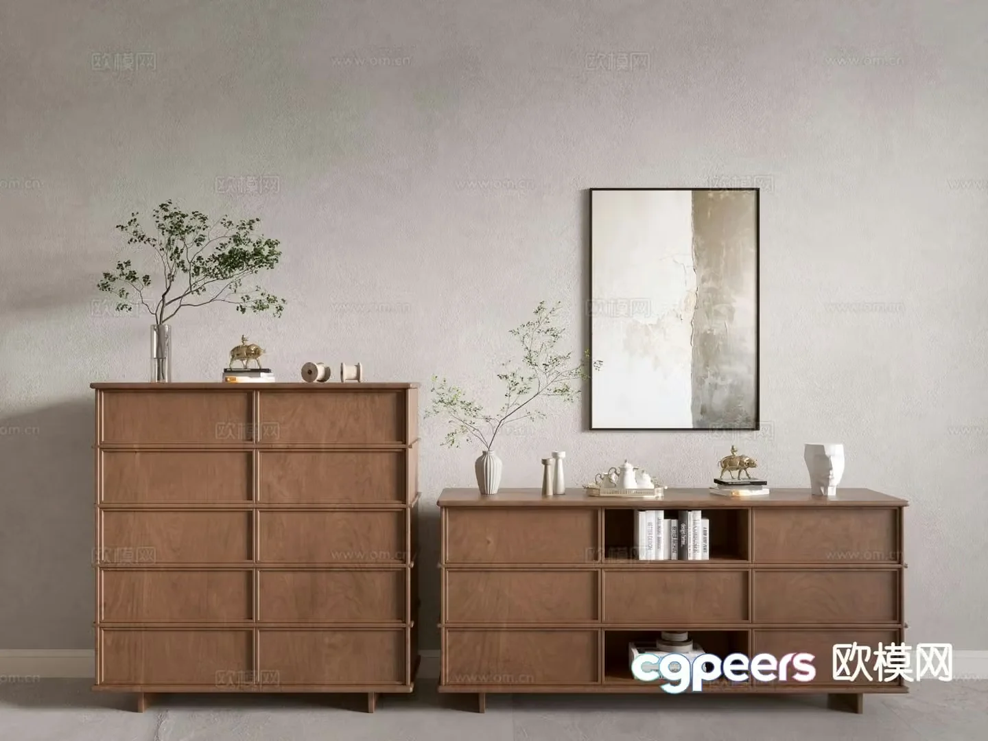 Wabi-sabi side cabinet entrance cabinet 3D model
