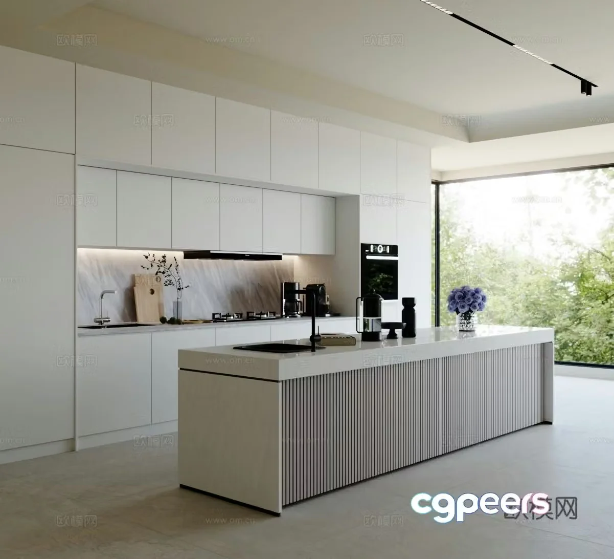 Modern open kitchen island kitchen kitchen dining room oven sideboard kitchen middle island 3d model