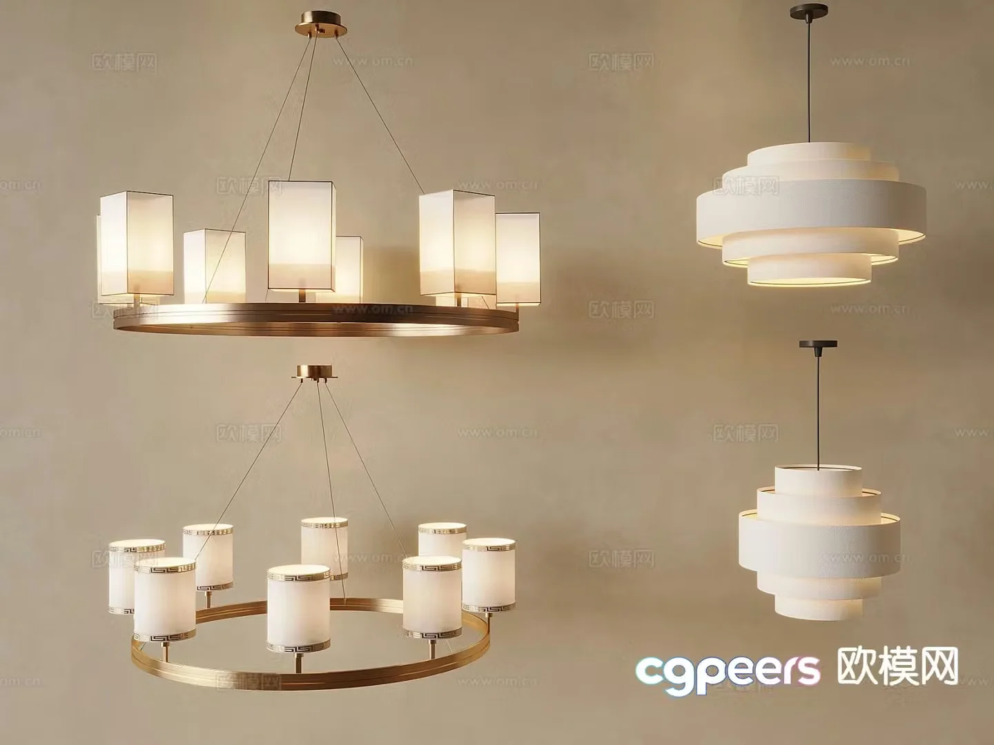 New Chinese style chandelier multi-head chandelier tea room chandelier 3d model