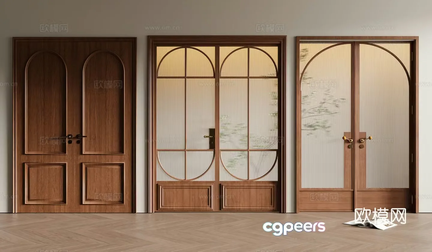 Middle-aged double door 3D model