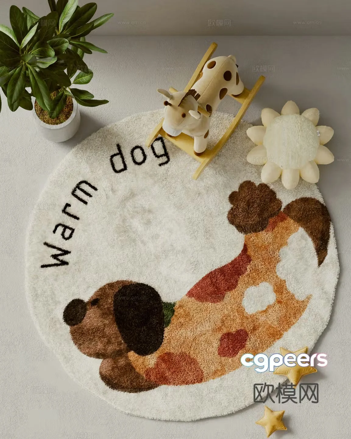Modern round rug children’s rug 3d model