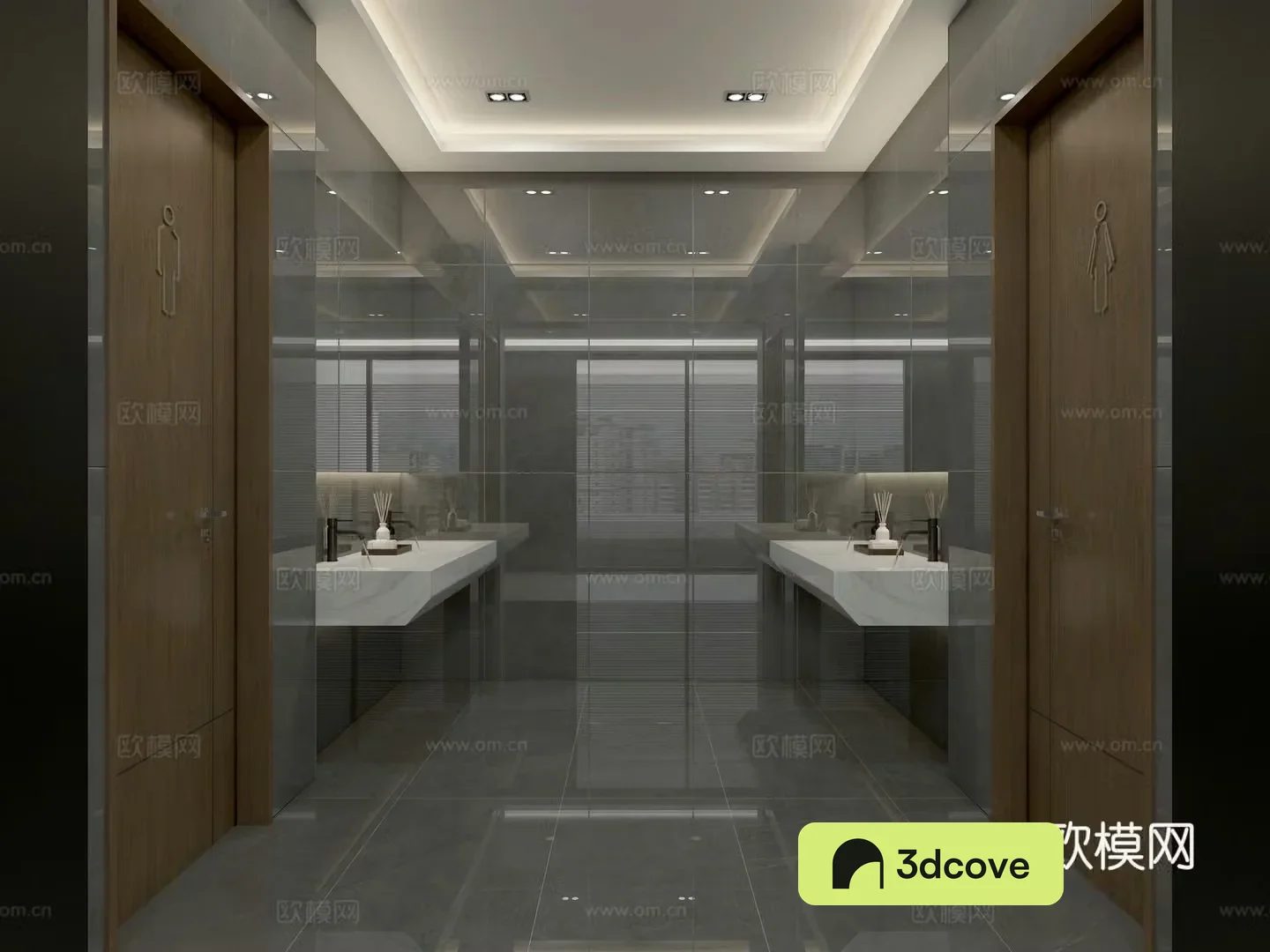 modern business office area public bathroom
