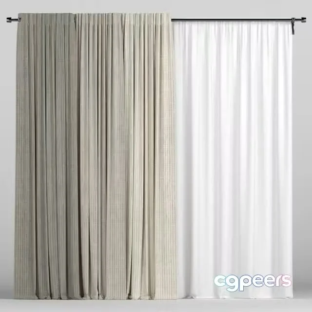 3ds Max Free – Curtains with tulle realistic set