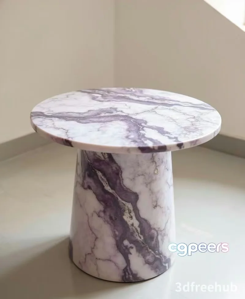 A Small Round Table With A Marble Pattern 3D Model – 21770 – VRAY Render