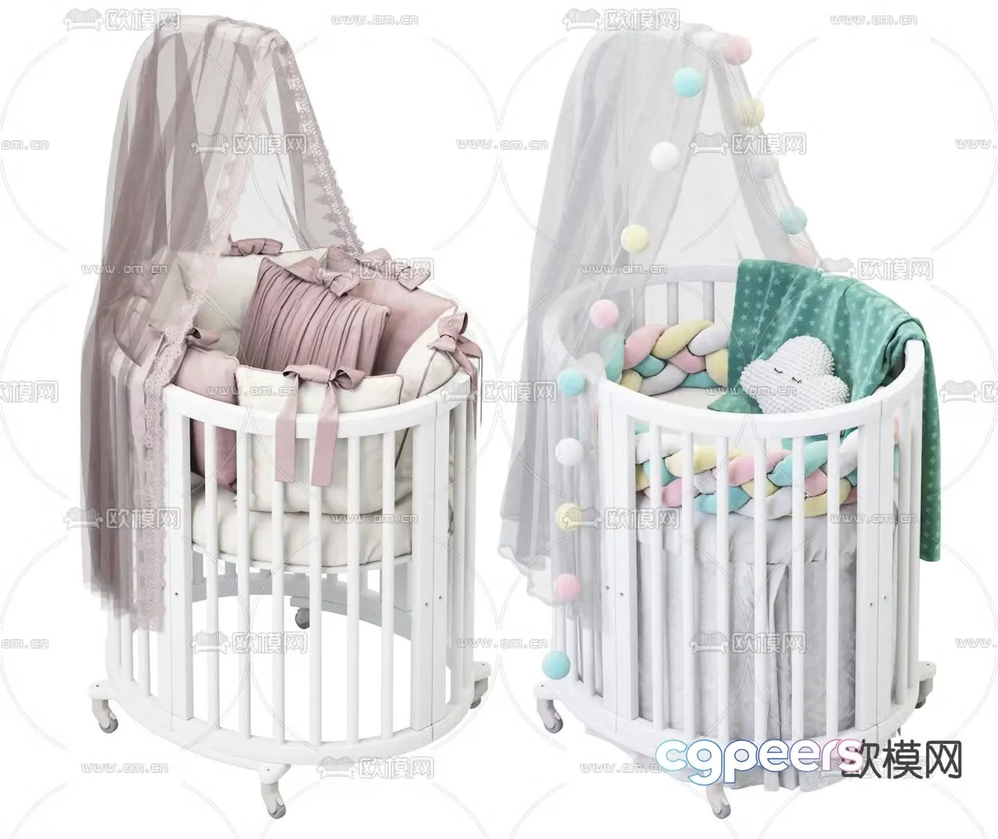 Nordic solid wood crib 3d model