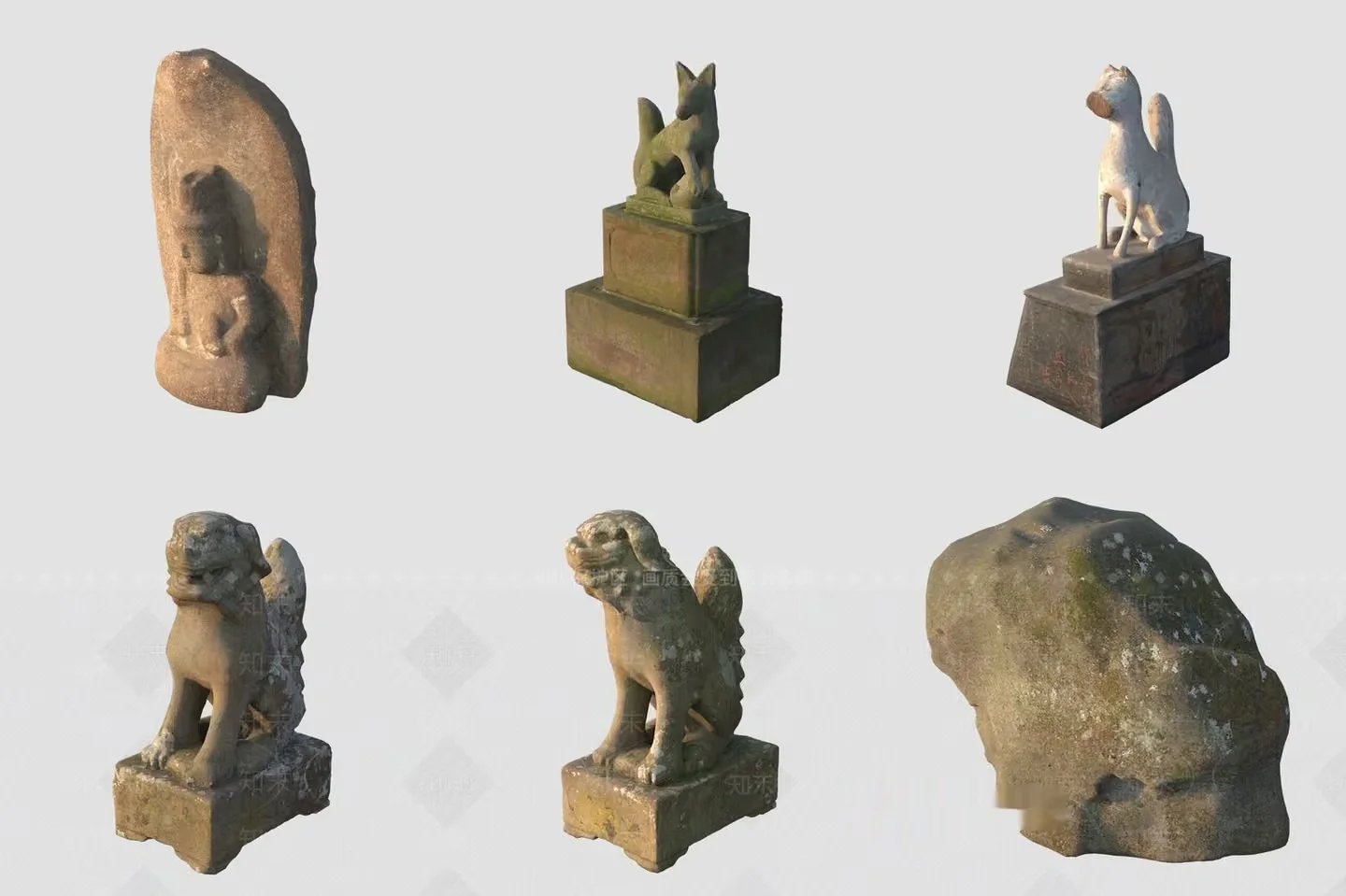 Small Stone Statues 3D Model – 589 – VRAY Render