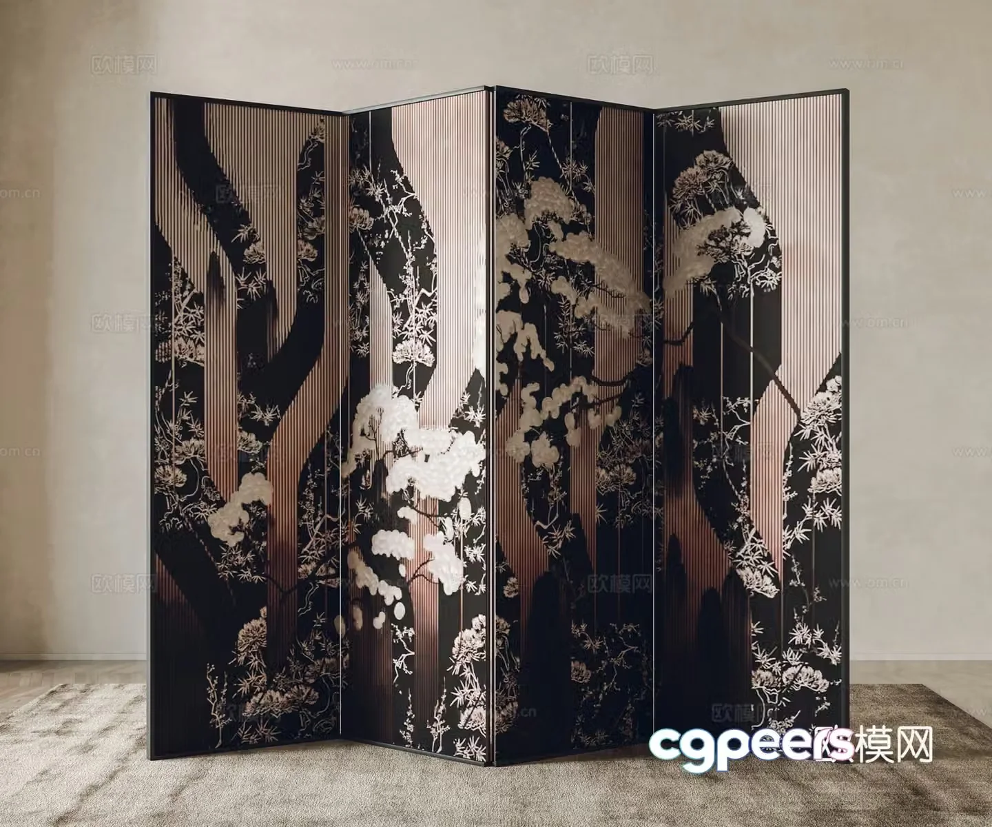 New Chinese-style screen partition 3D model