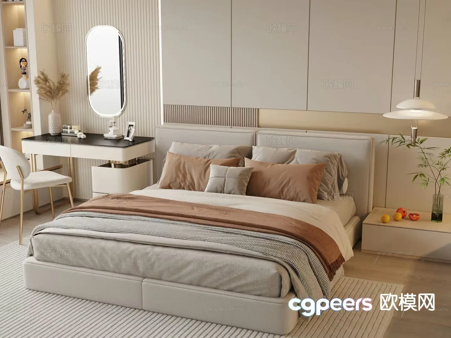 Modern double bed 3d model