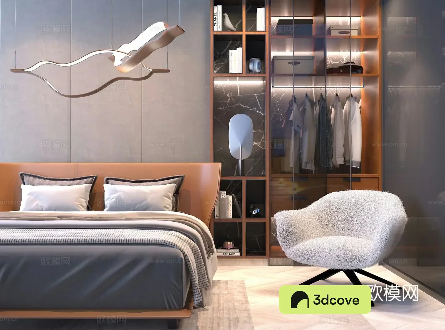 Modern luxury double bed combination