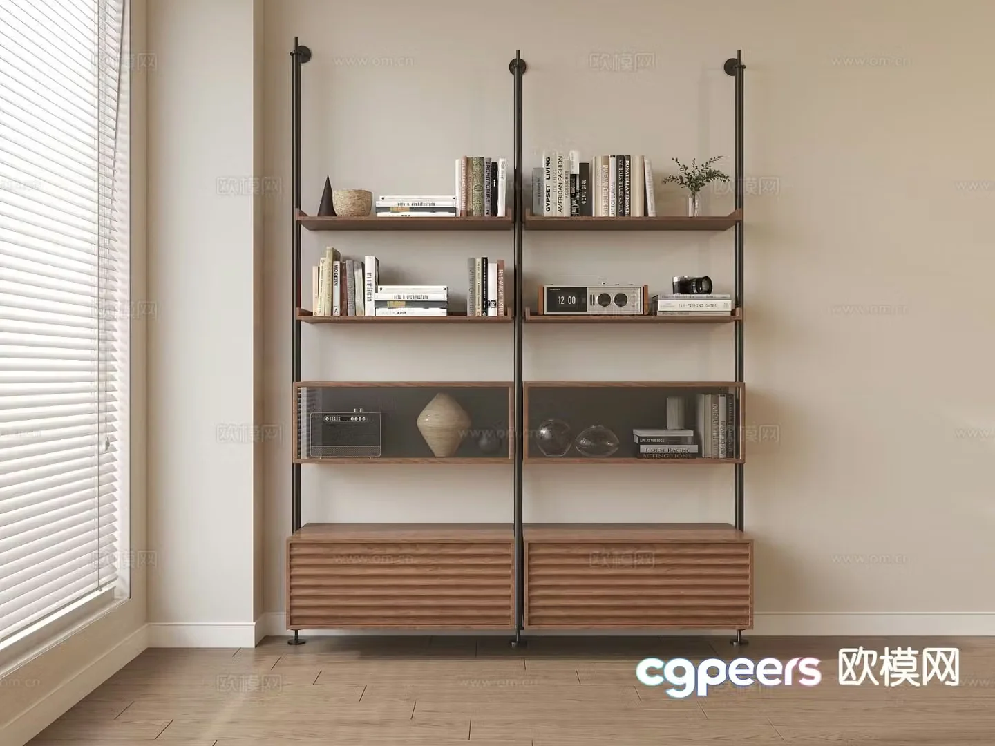 French bookcase bookshelf 3d model