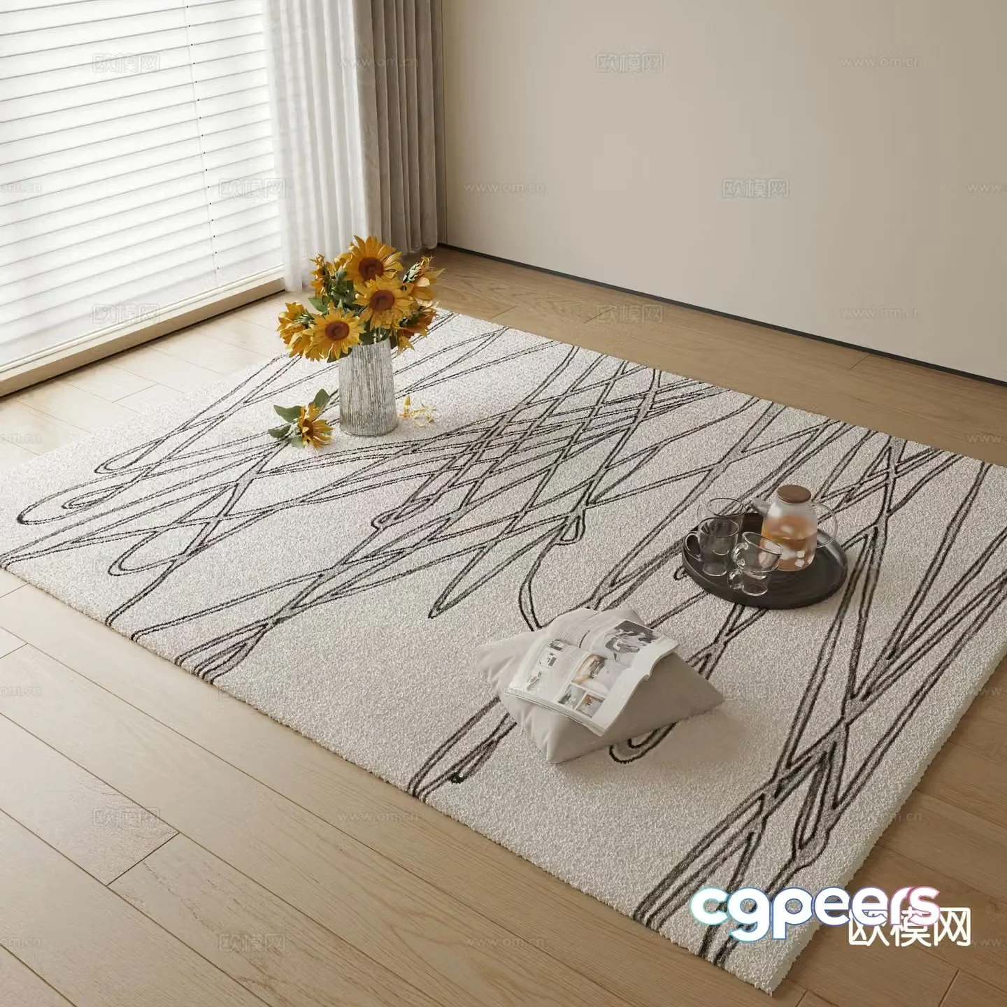 Modern carpet square rug 3d model