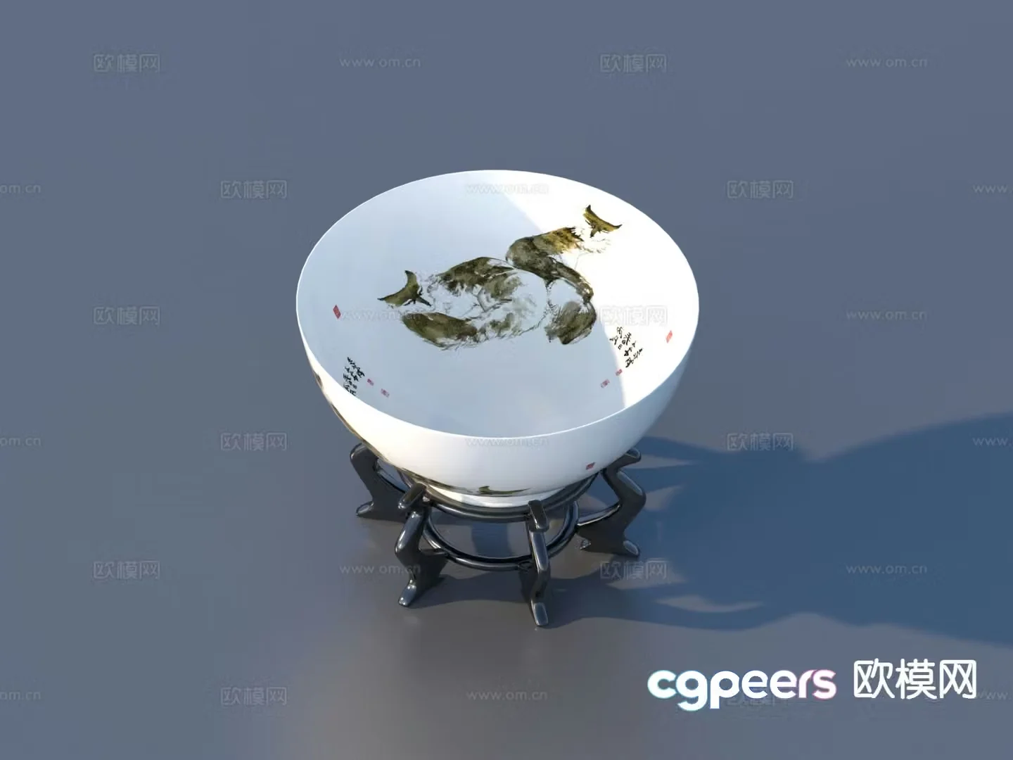 New Chinese bowl craft ornament artwork 3D model
