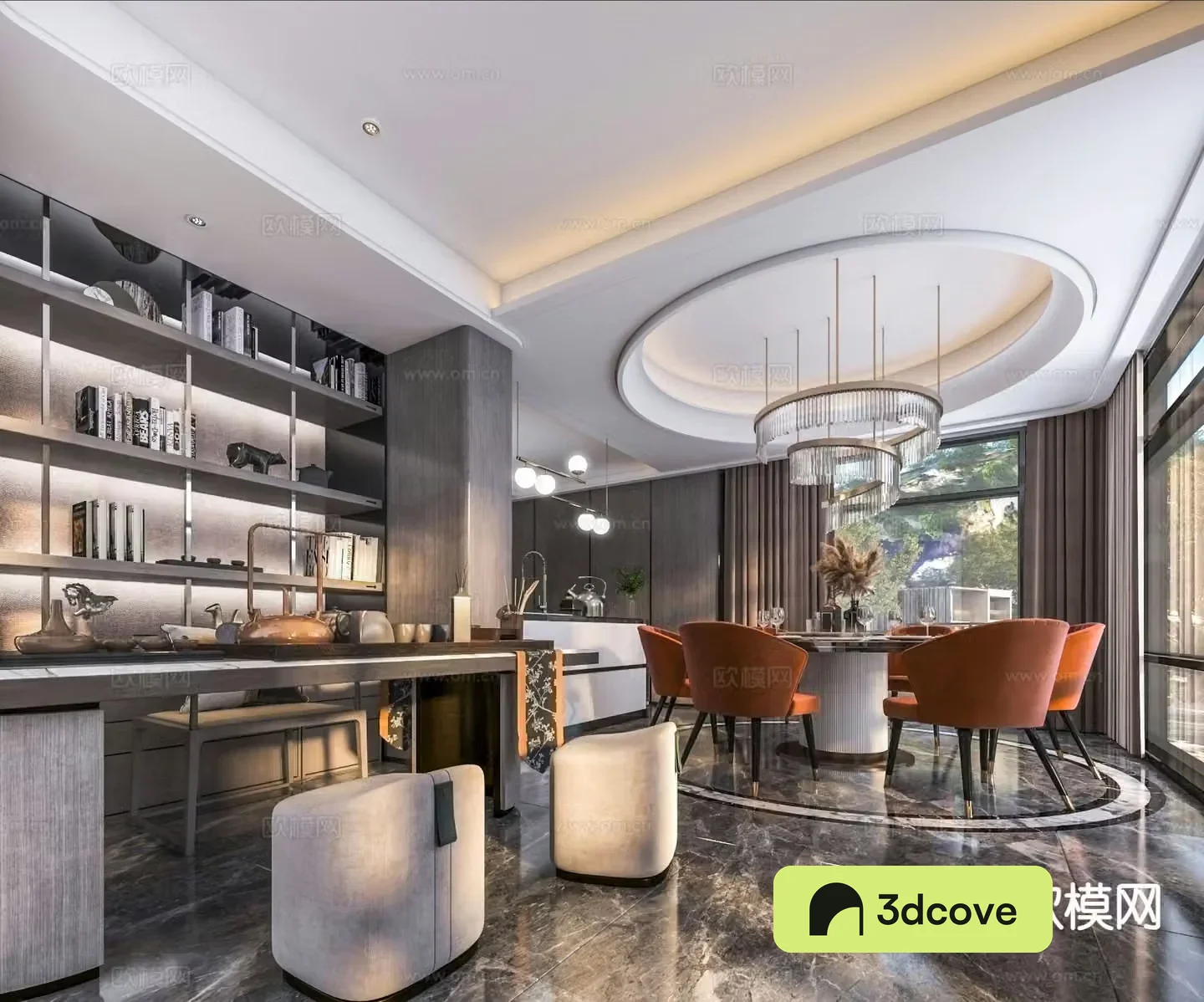 Modern villa restaurant tea room