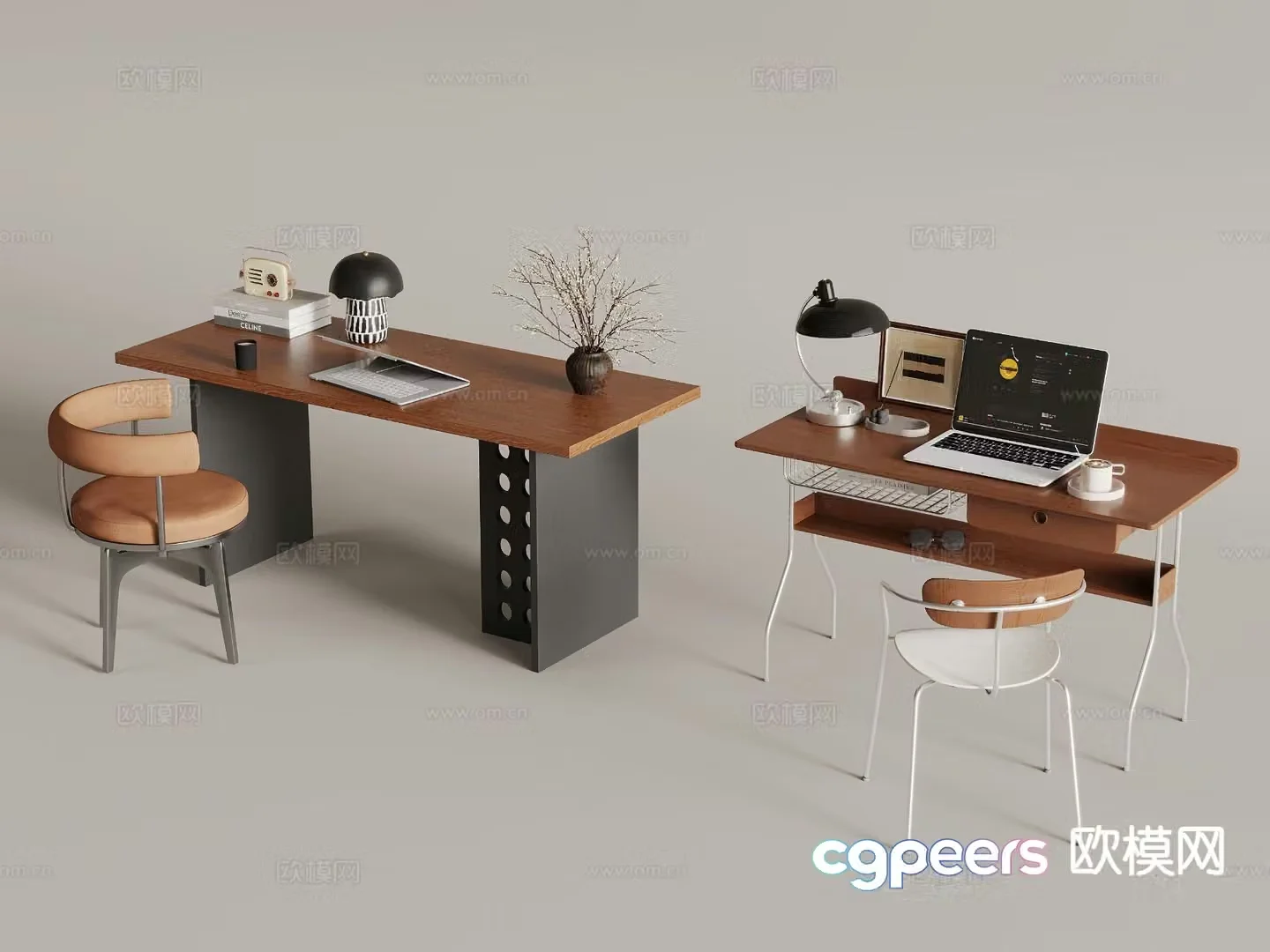 Medieval style desk computer desk 3d model