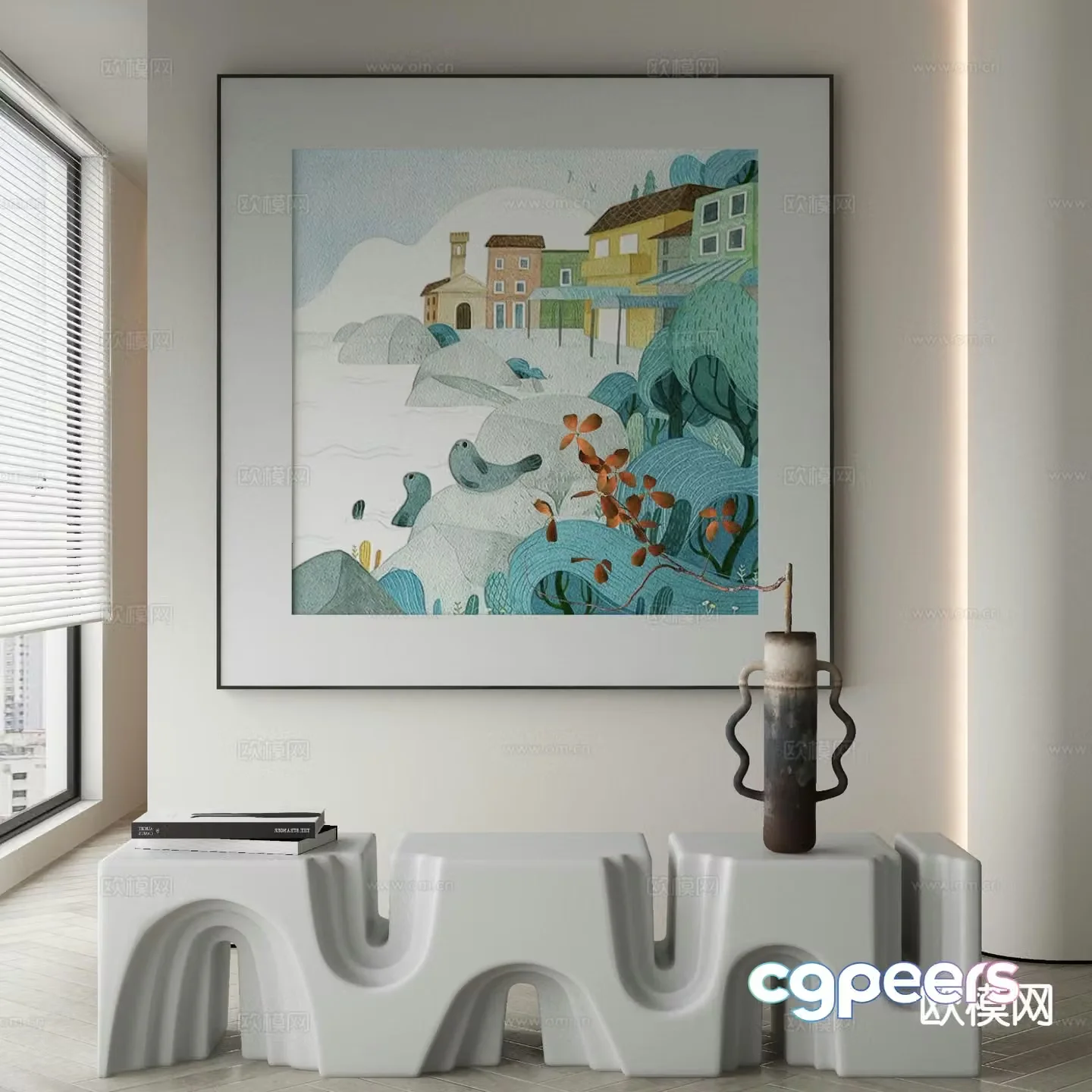 Modern decorative painting oil painting cartoon hanging painting 3d model