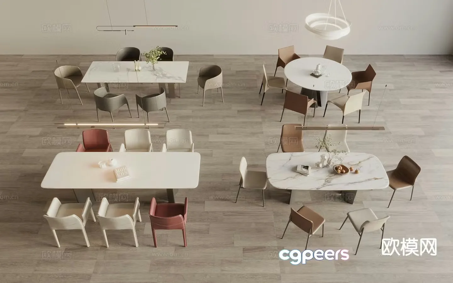 Modern dining table and chairs 3d model