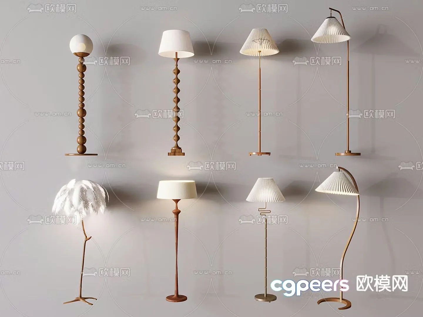 Medieval style floor lamp feather floor lamp 3d model