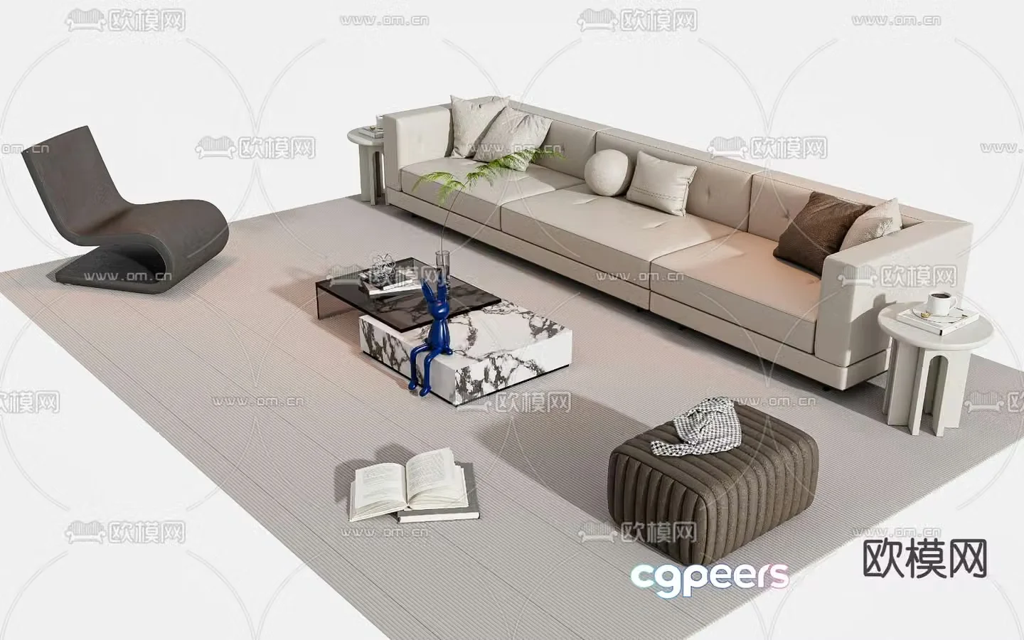 Modern sofa coffee table 3d model