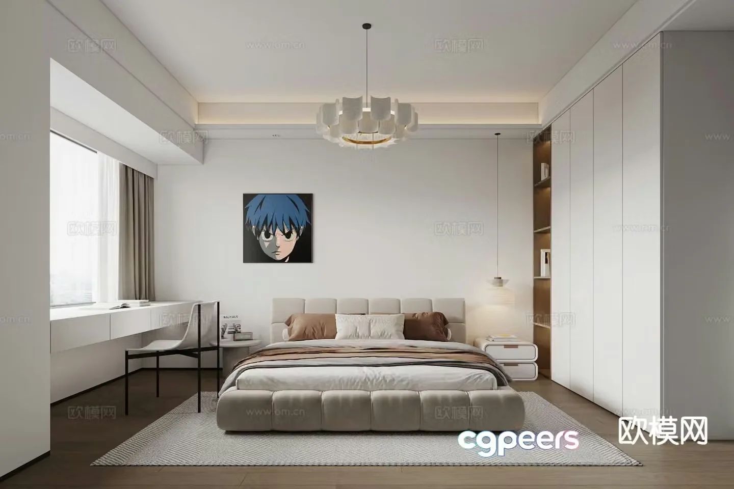 Cream style bedroom master bedroom 3d model