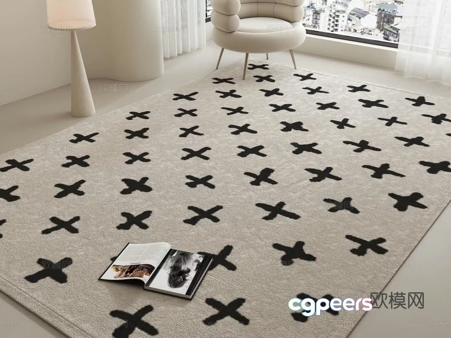 Modern carpet Creamy carpet Wasabi carpet Living room carpet Square carpet 3d model