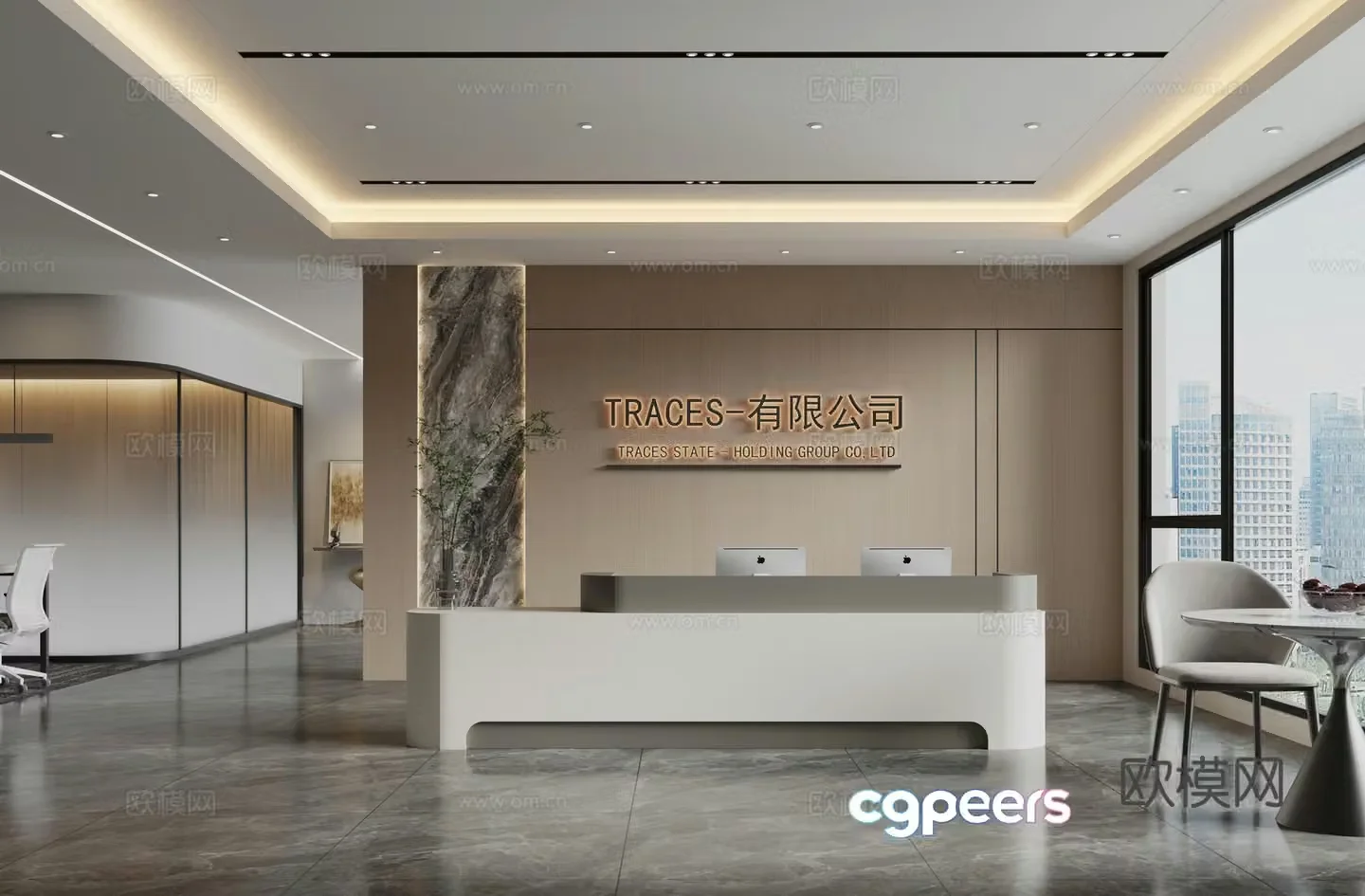 Modern company front desk 3D model