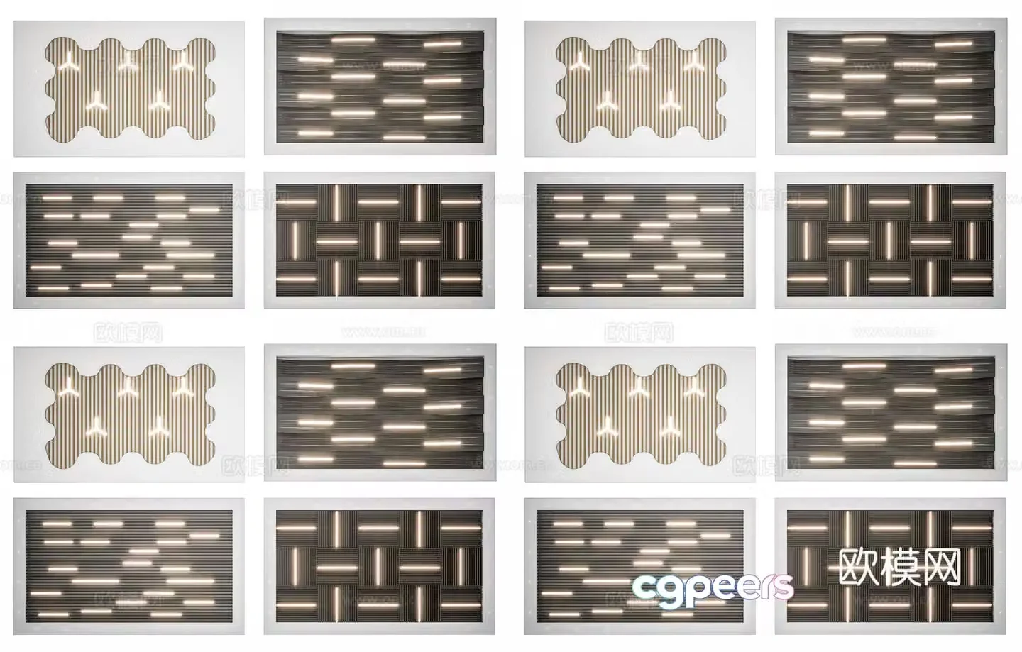 Modern office ceiling square grille ceiling creative office shape ceiling special square hanging 3D model