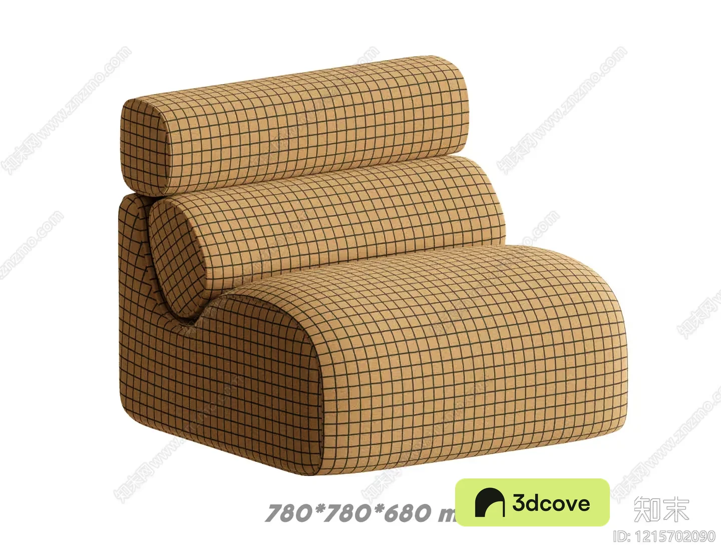 A Tan Chair With Black Grid Lines