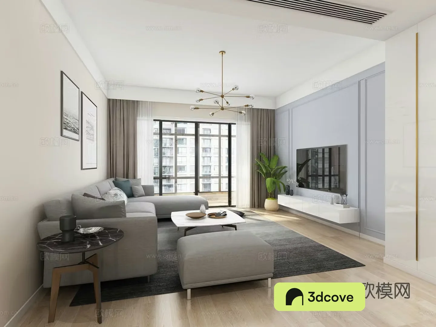 Modern living room and dining room chandeliers multi-person sofa single sofa coffee table decorative cabinet hanging