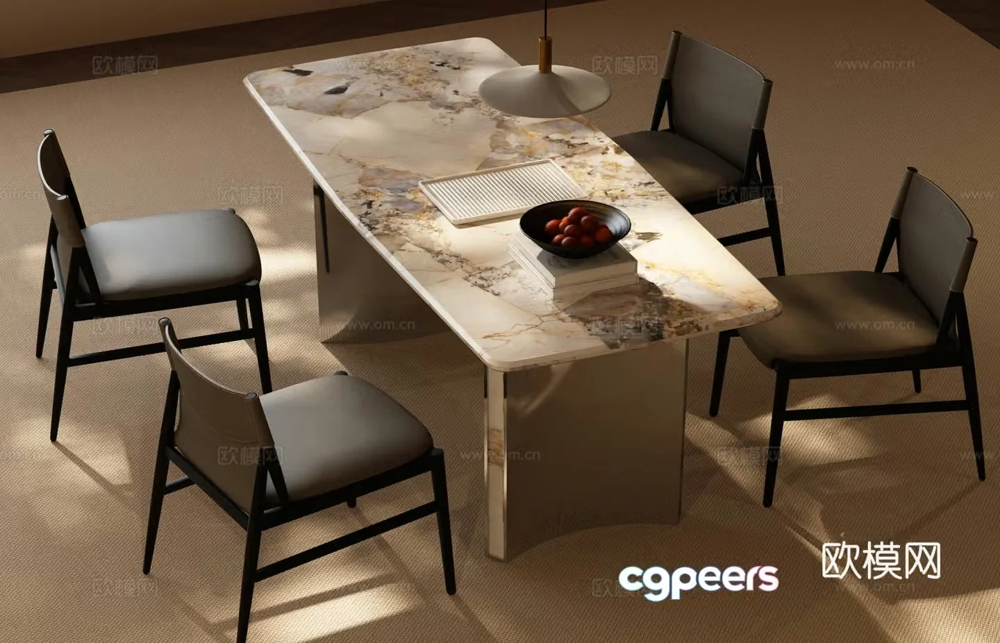 Modern Italian dining table and chair combination Italian luxury dining table and chair combination Italian dining table and chair combination Current 3D model