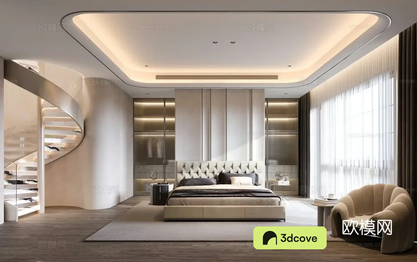 Modern bedroom light luxury bedroom master bedroom villa bedroom