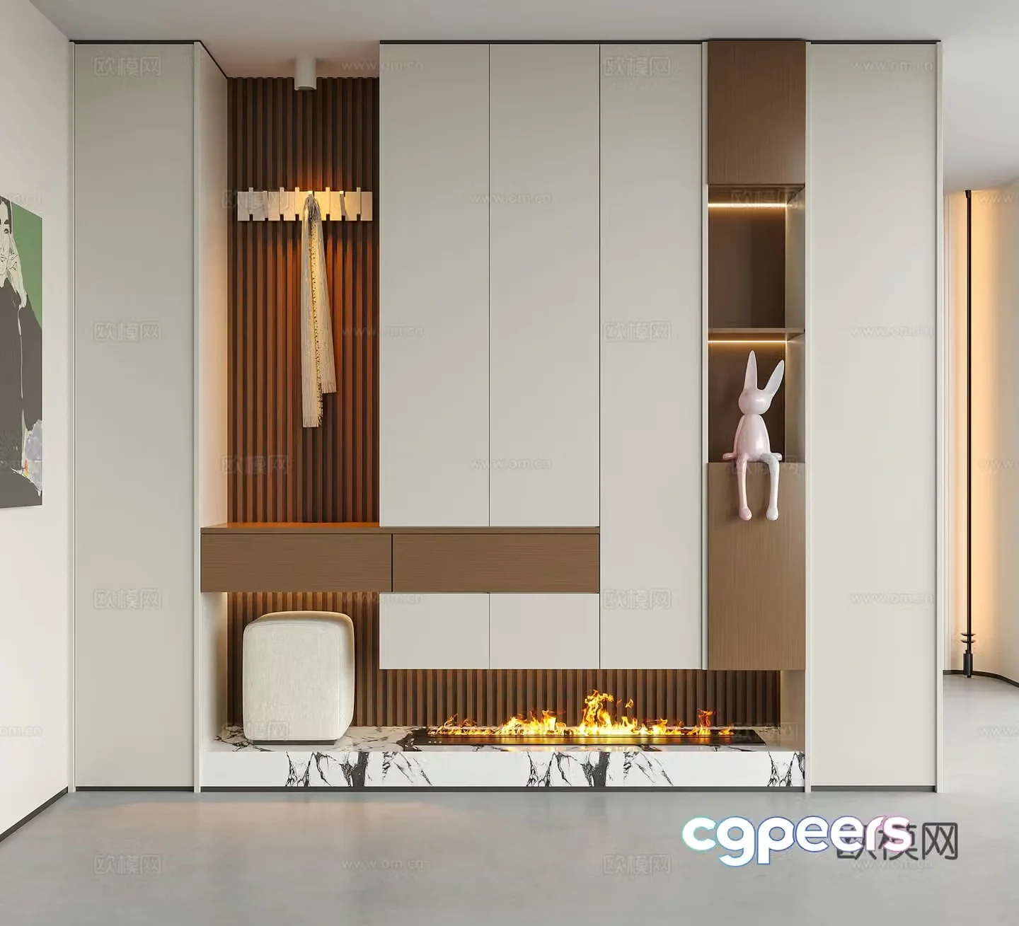 Modern entrance door shoe cabinet 3d model