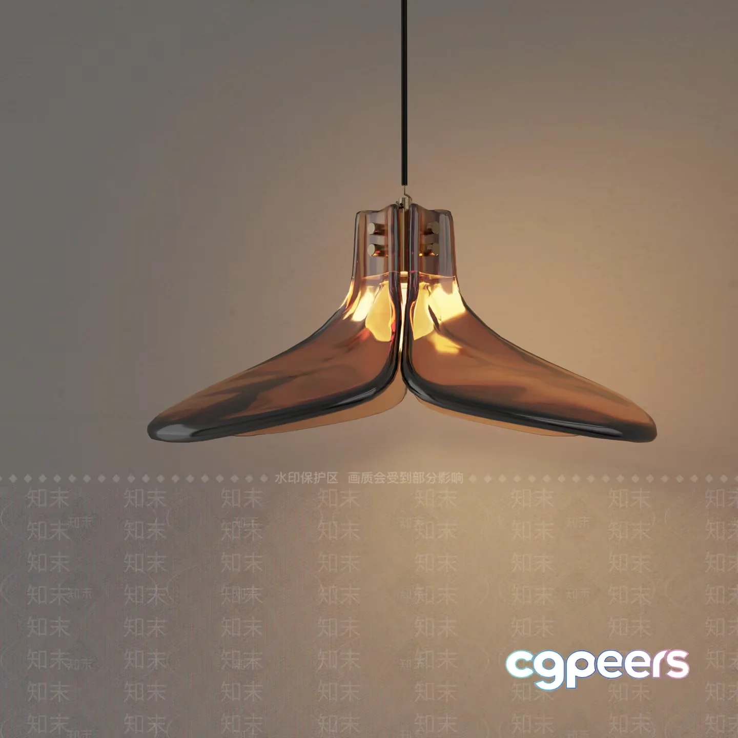 Gold Light Fixture 3D Model – 133 – VRAY Render