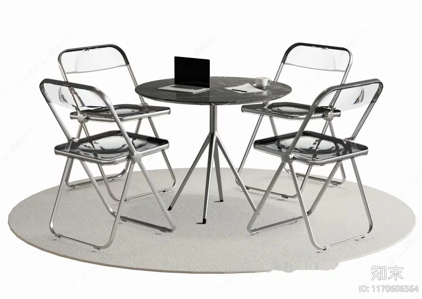 A Round Table With A Laptop On It 3D Model – 16603 – VRAY Render