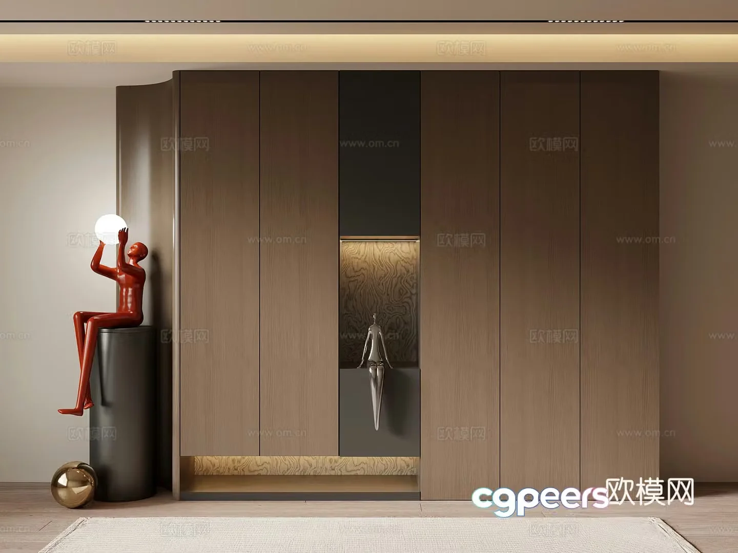 Modern Italian style home entrance shoe cabinet 3D model
