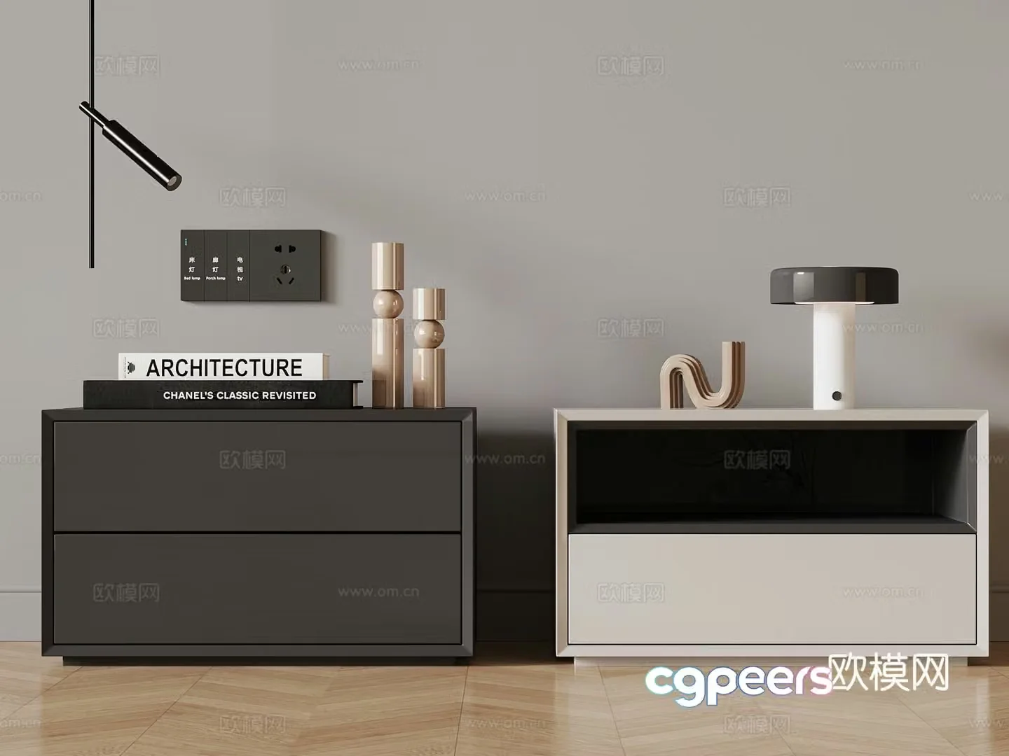 Modern bedside table 3d model