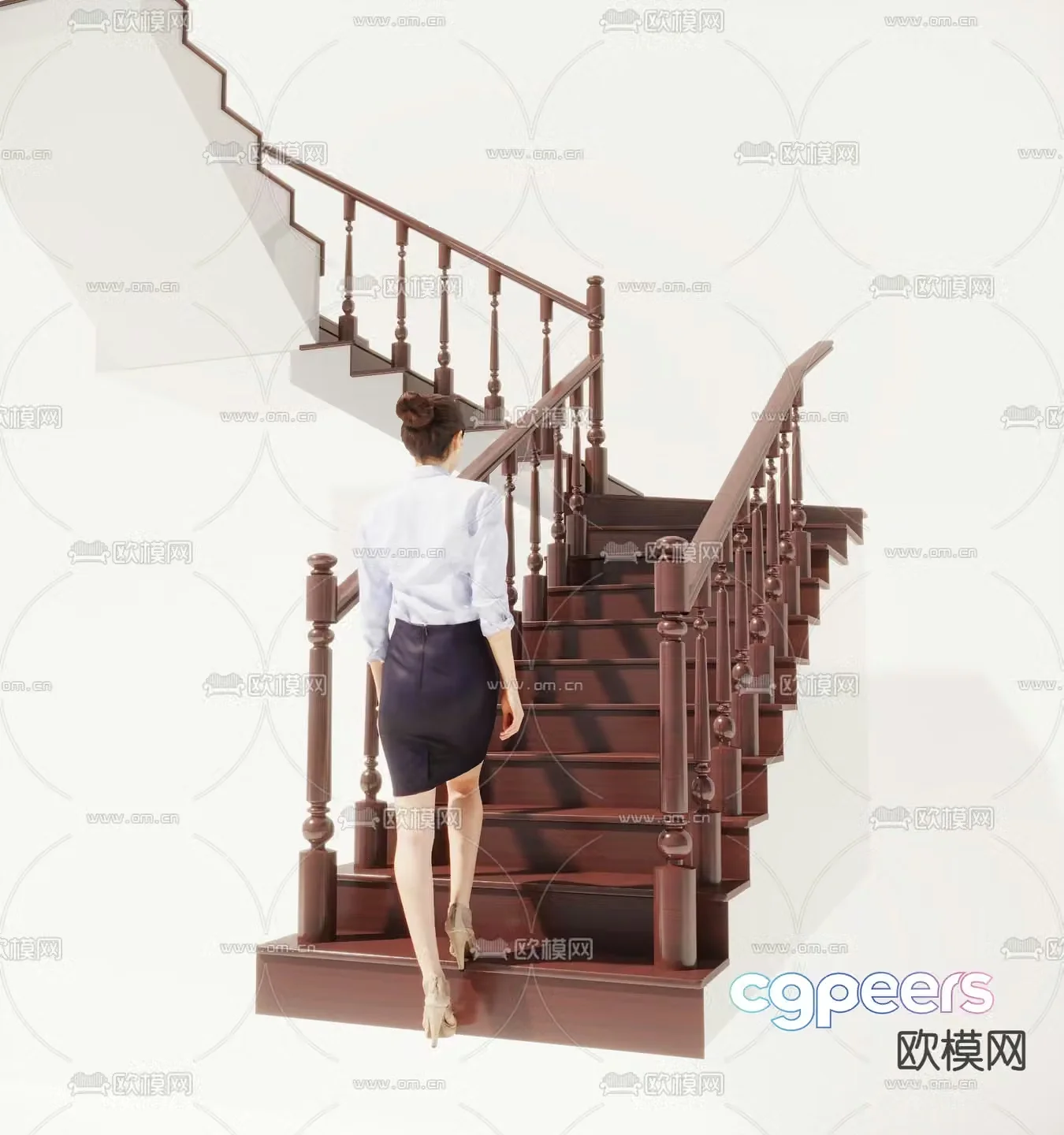 Chinese stairs step 3D model
