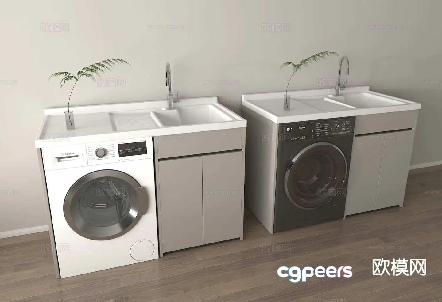 Modern washing machine cabinet balcony cabinet 3d model