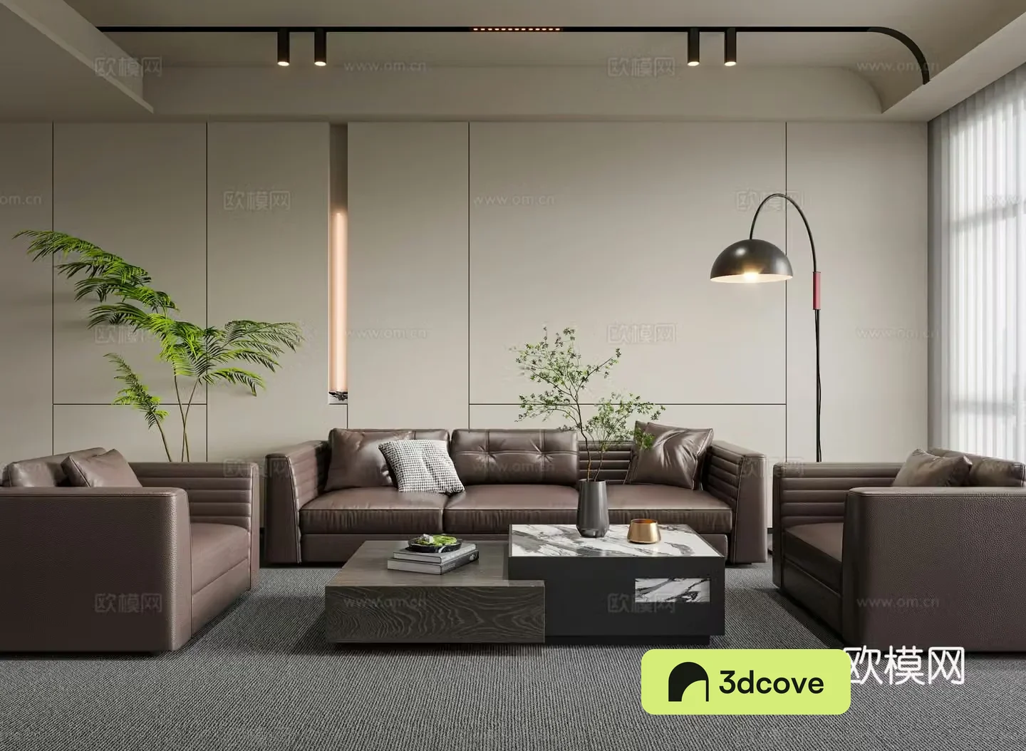 Modern reception room office sofa coffee table combination leather sofa single sofa business sofa