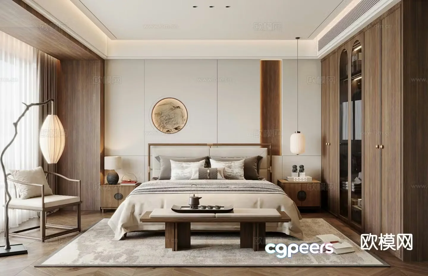 New Chinese style Song Dynasty bedroom master bedroom 3D model