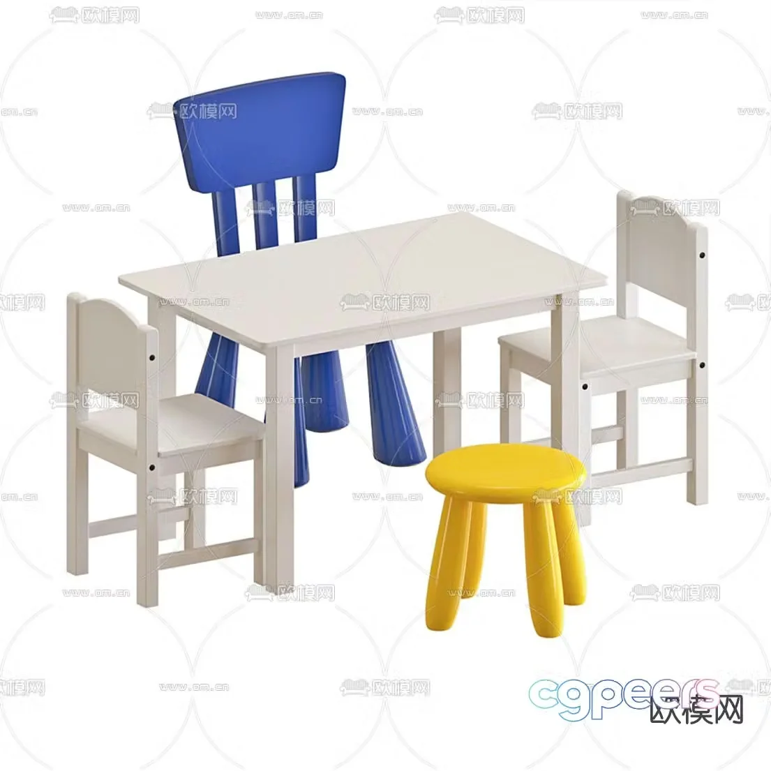 Modern children’s table and chair 3d model