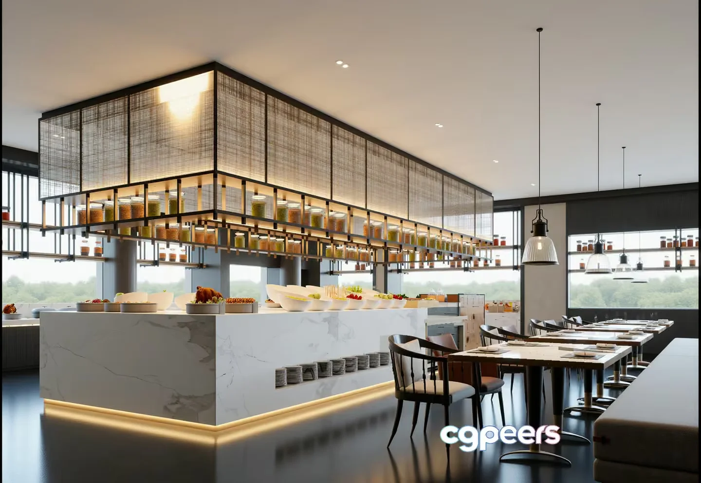 Modern Restaurant Interior 3D Model – 7709 – VRAY Render