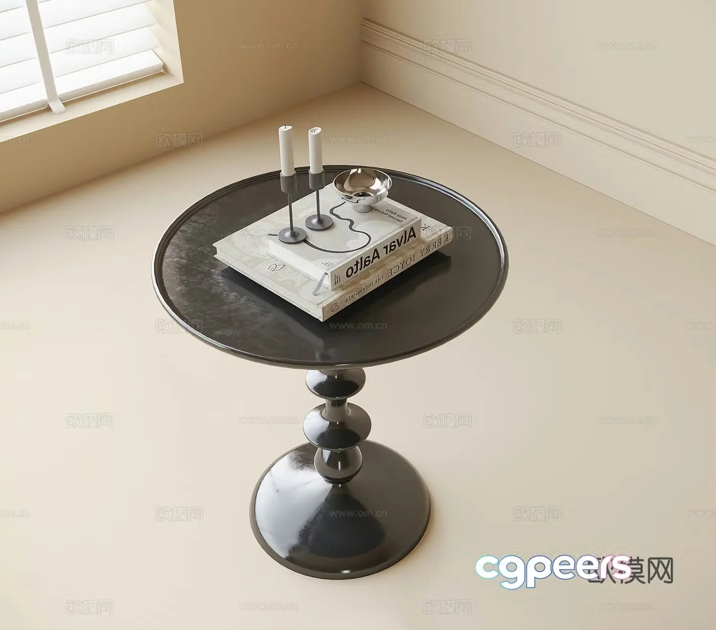 French side table corner table round table 3D model