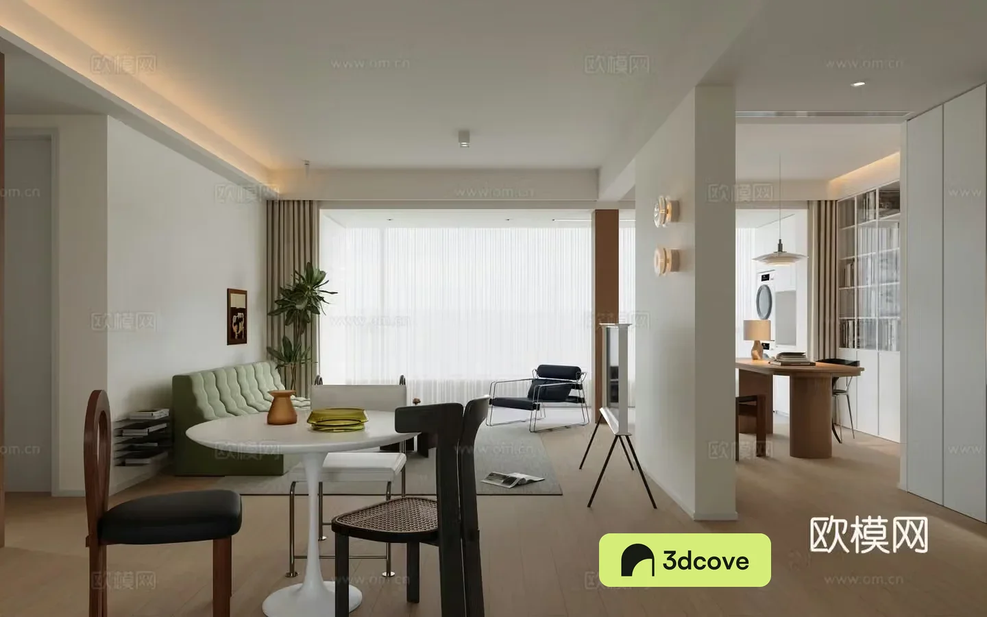 Creamy living room open study