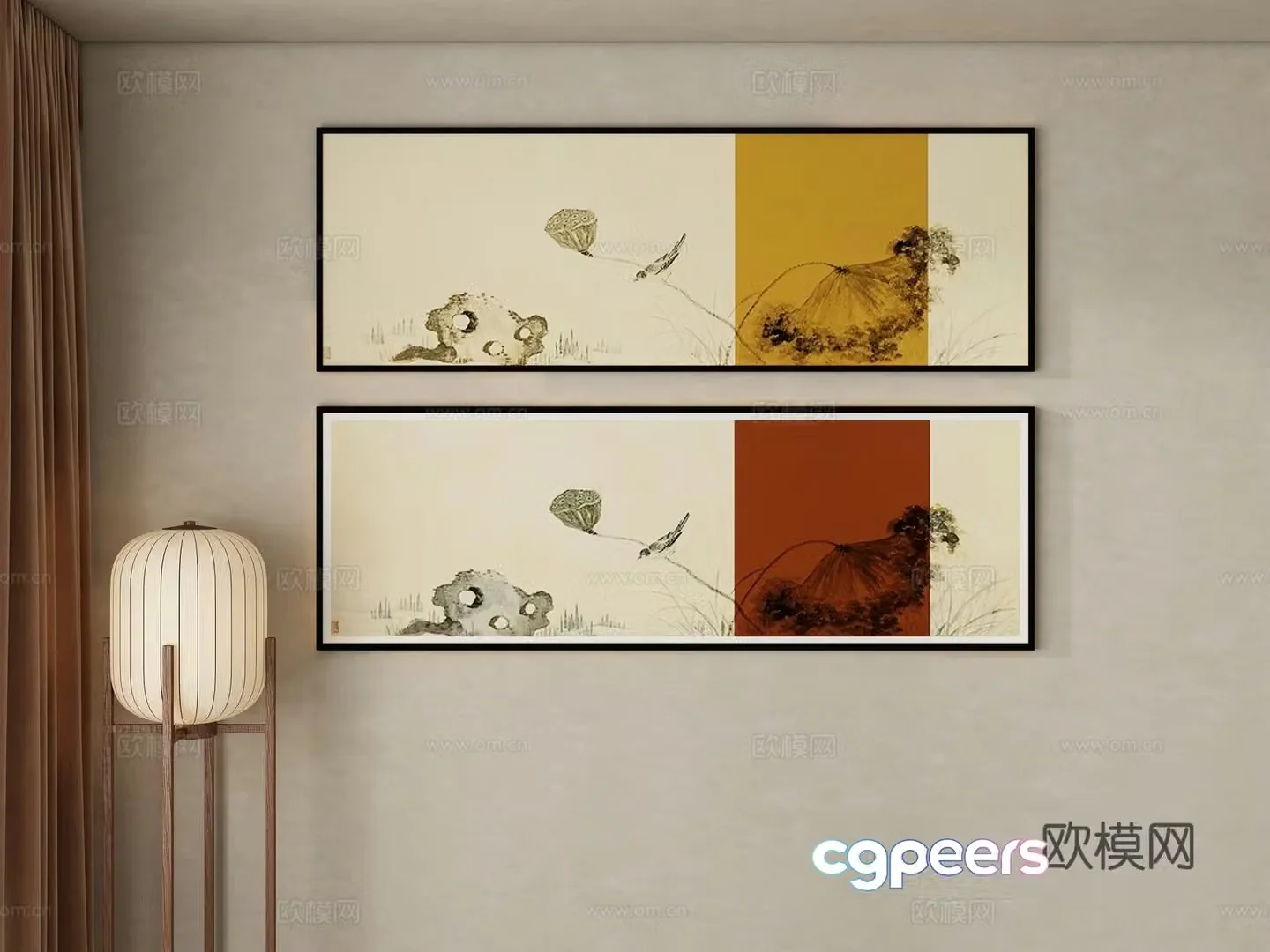 New Chinese Song style horizontal hanging painting 3D model