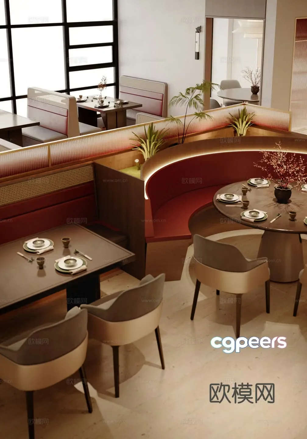 Modern new Chinese catering booth 3D model