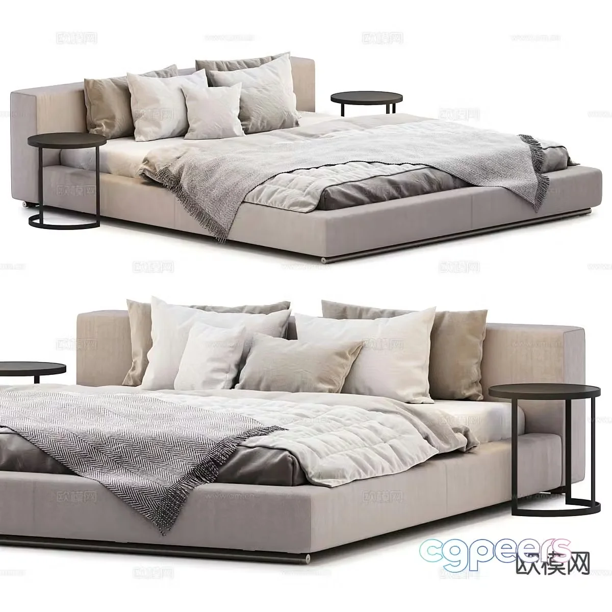 Modern double bed 3d model